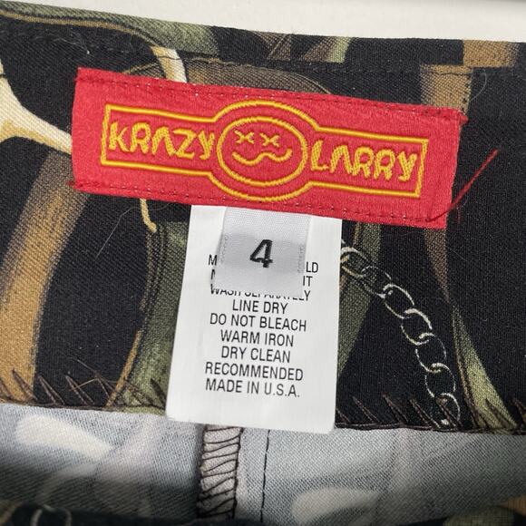 Crazy Larry Pull On Pants Women 4 Black Equestrian Tack Horse Print Stretch USA - Picture 3 of 9